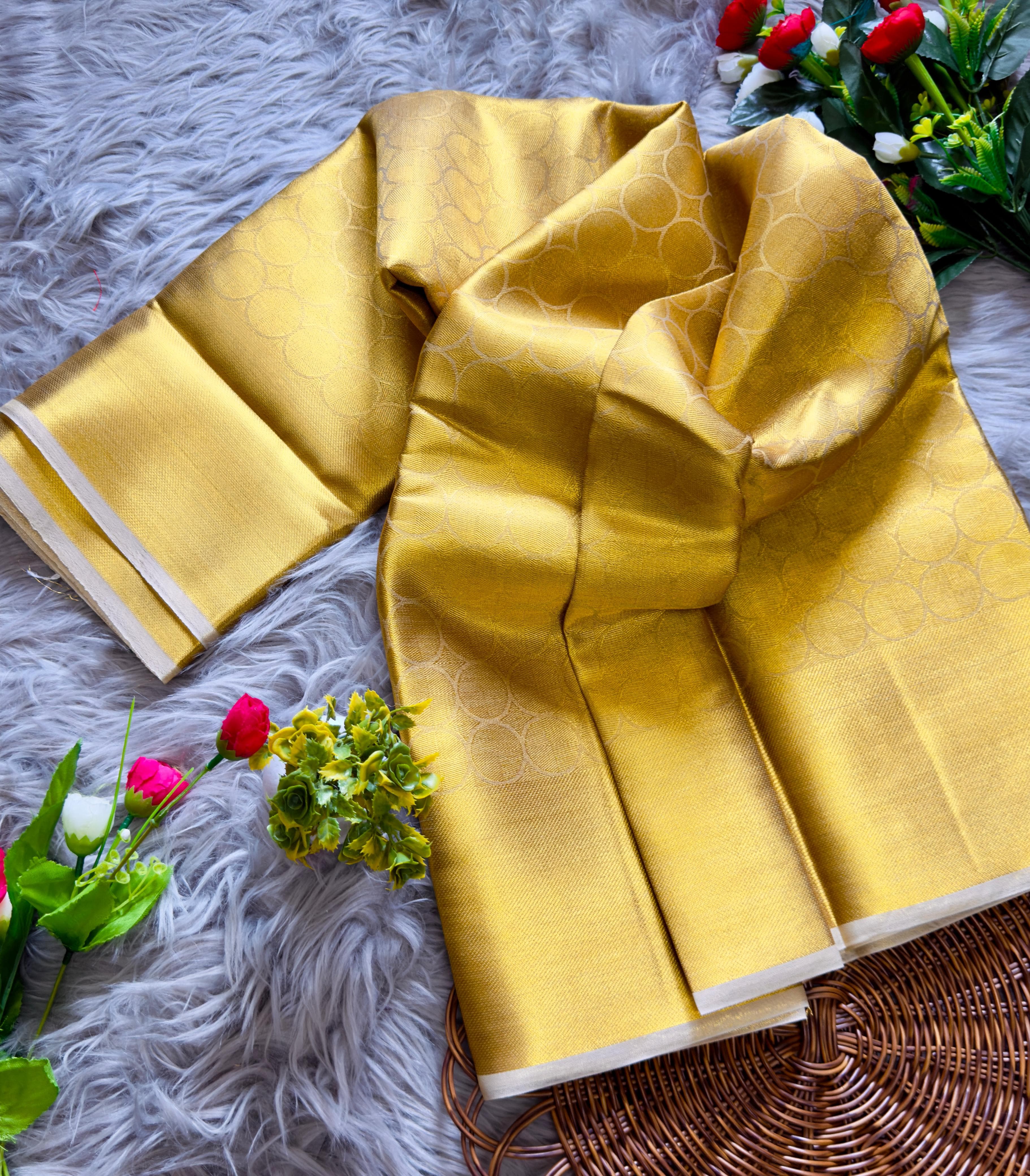 banarsi handloom golden tissue zari silk saree