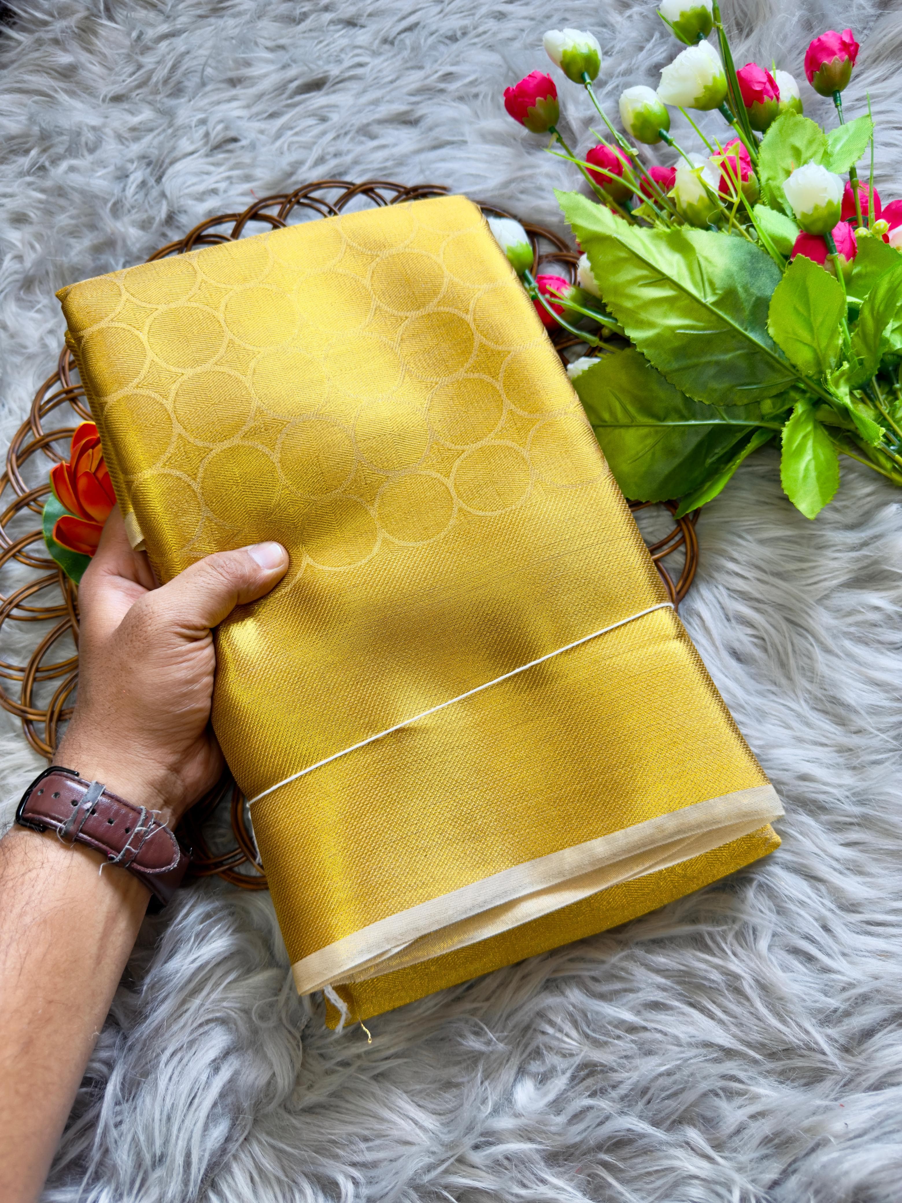 banarsi handloom golden tissue zari silk saree