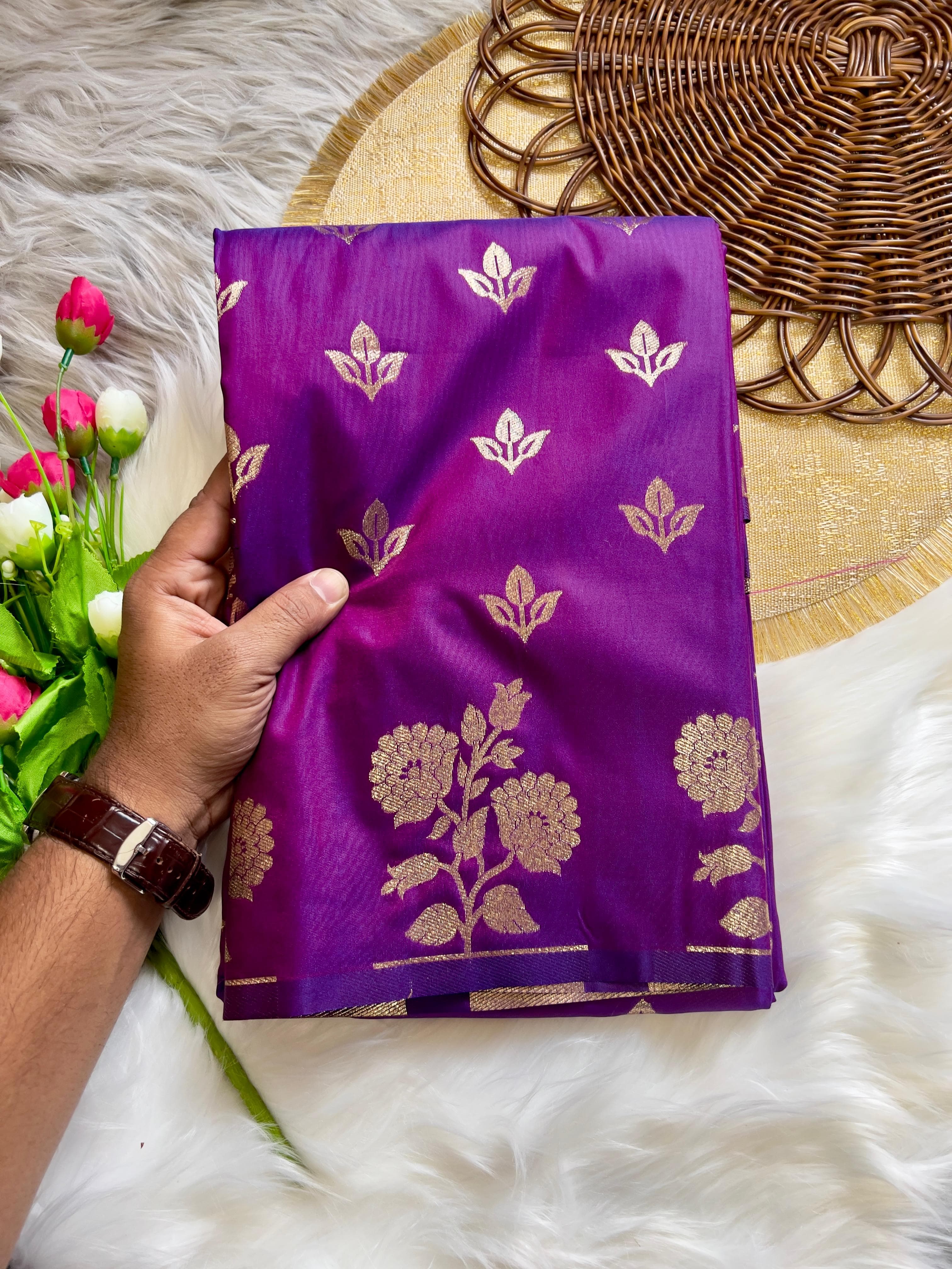 Dark Magenta Soft Banarsi Katan Silk Saree