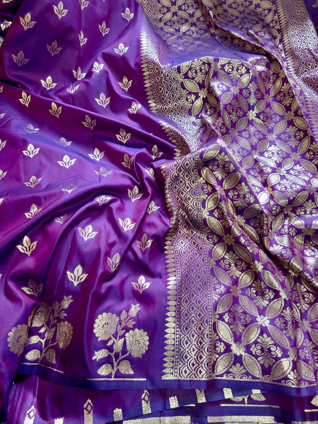 Dark Magenta Soft Banarsi Katan Silk Saree