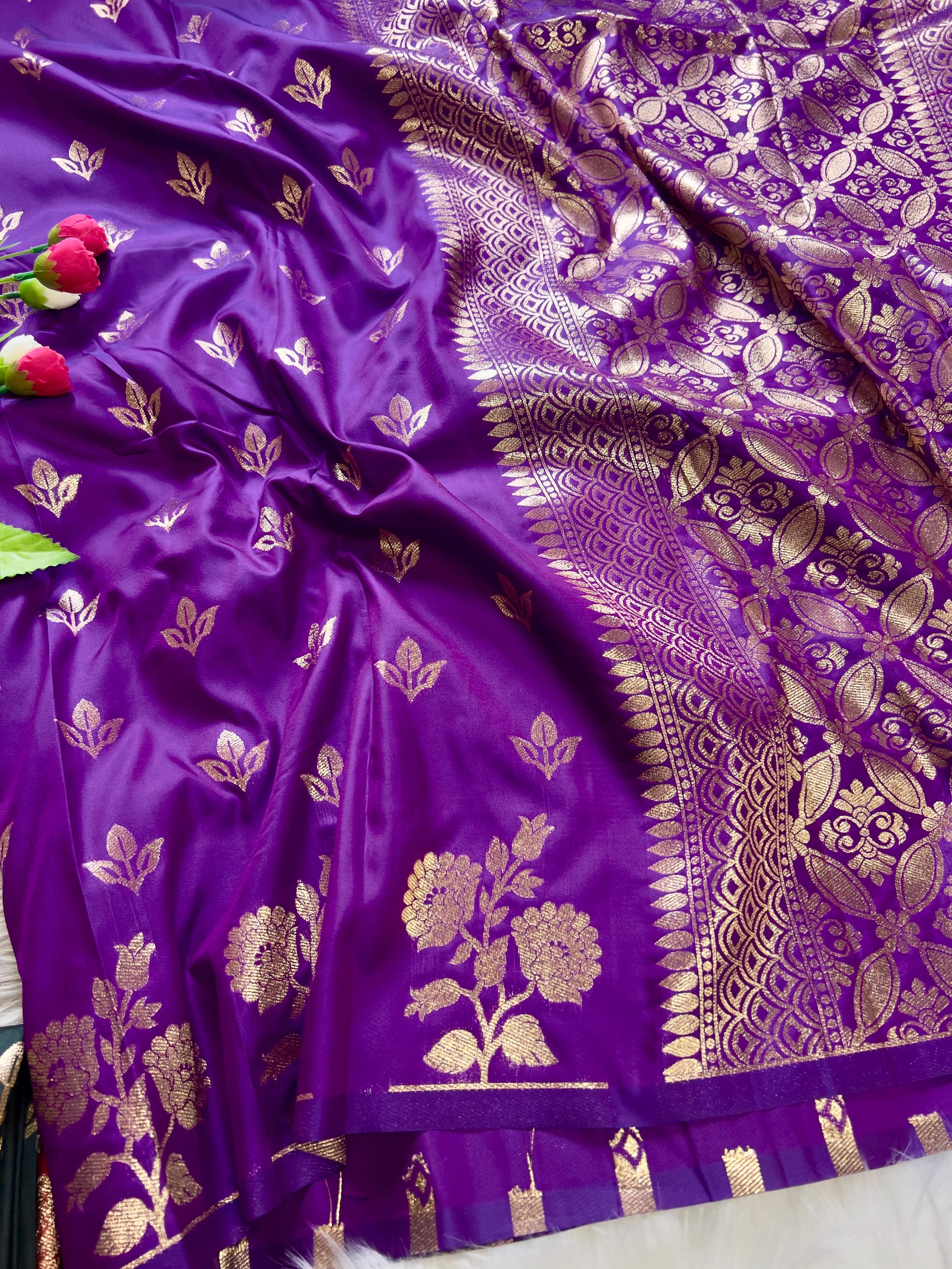 Dark Magenta Soft Banarsi Katan Silk Saree