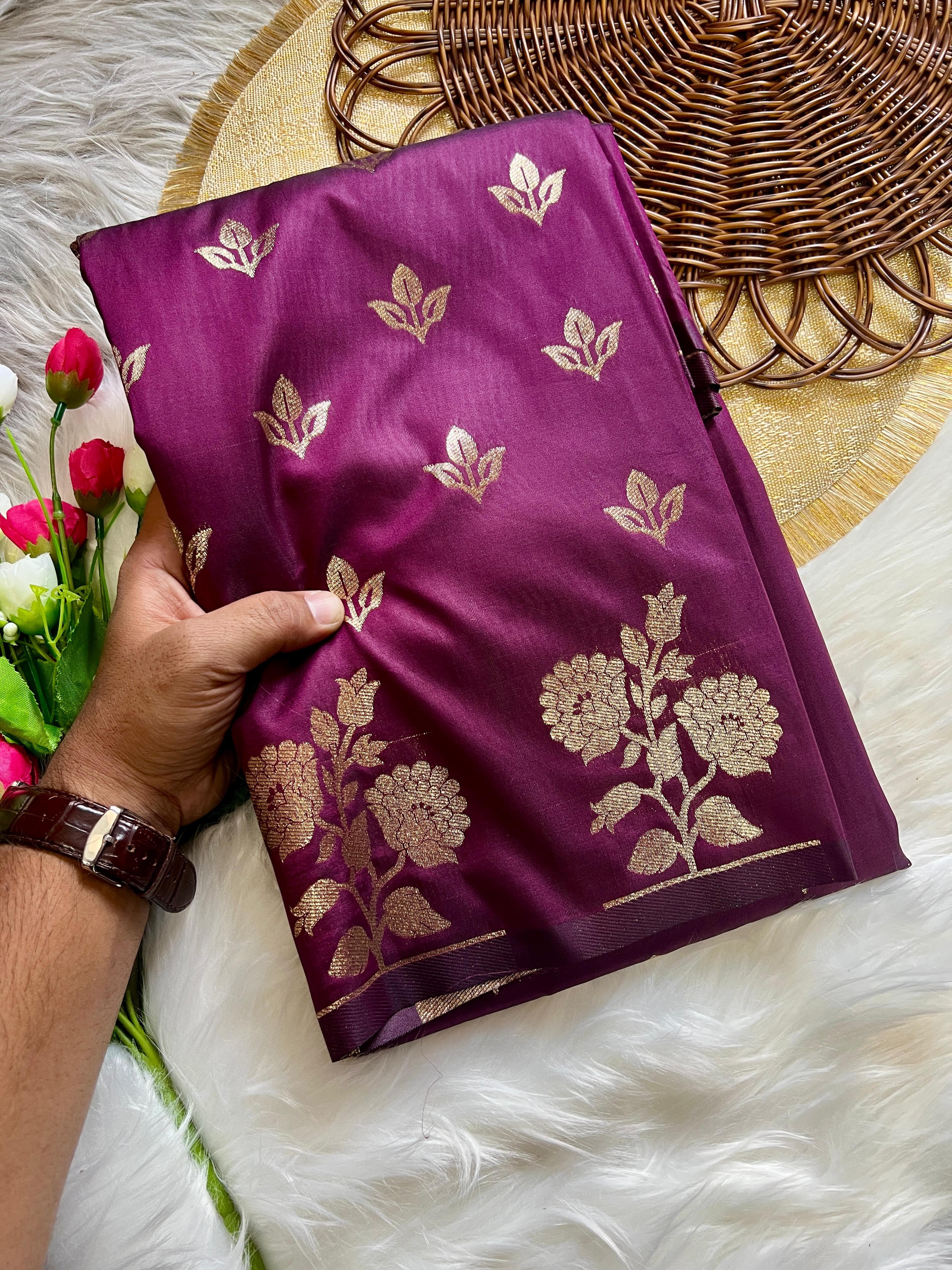 Pansy Purple Soft Banarsi Katan Silk Saree