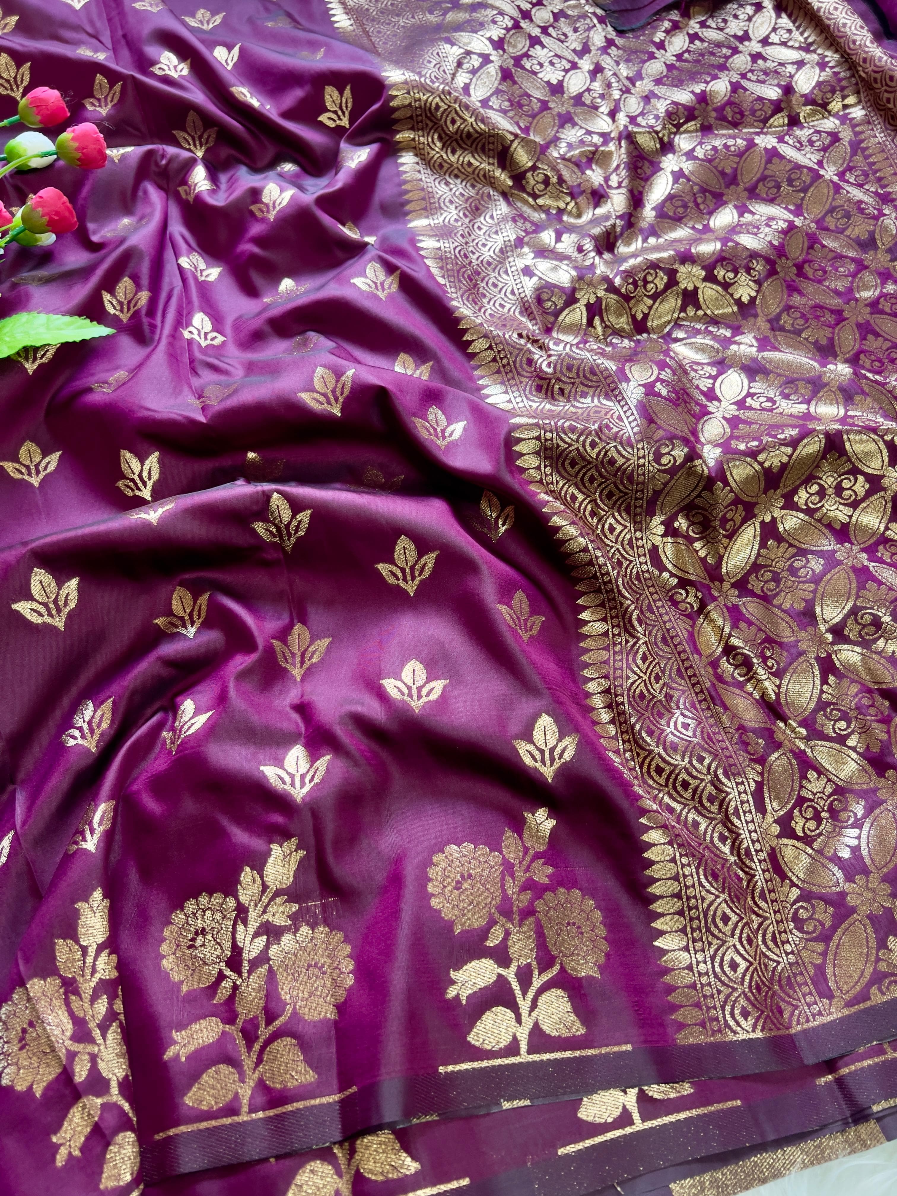 Pansy Purple Soft Banarsi Katan Silk Saree