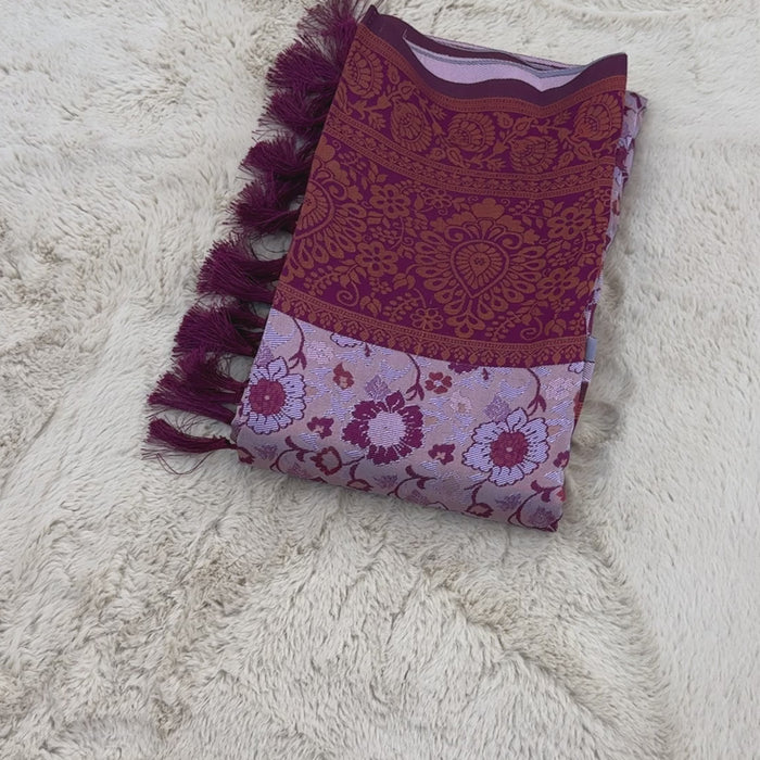 Lavender Designer Tassels Banarsi Silk Saree