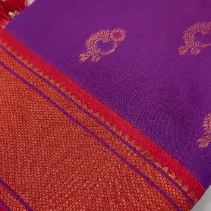 Soft Paithani Silk Saree with Zari Weaving Nath Design