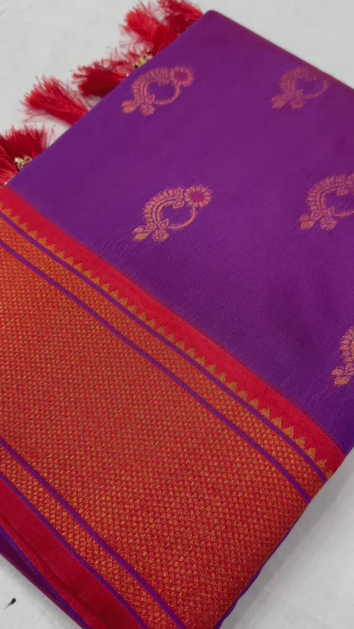 Soft Paithani Silk Saree with Zari Weaving Nath Design