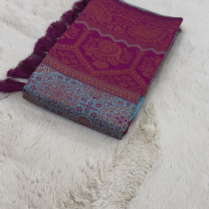 Lavender Designer Tassels Premium Banarsi Silk Saree