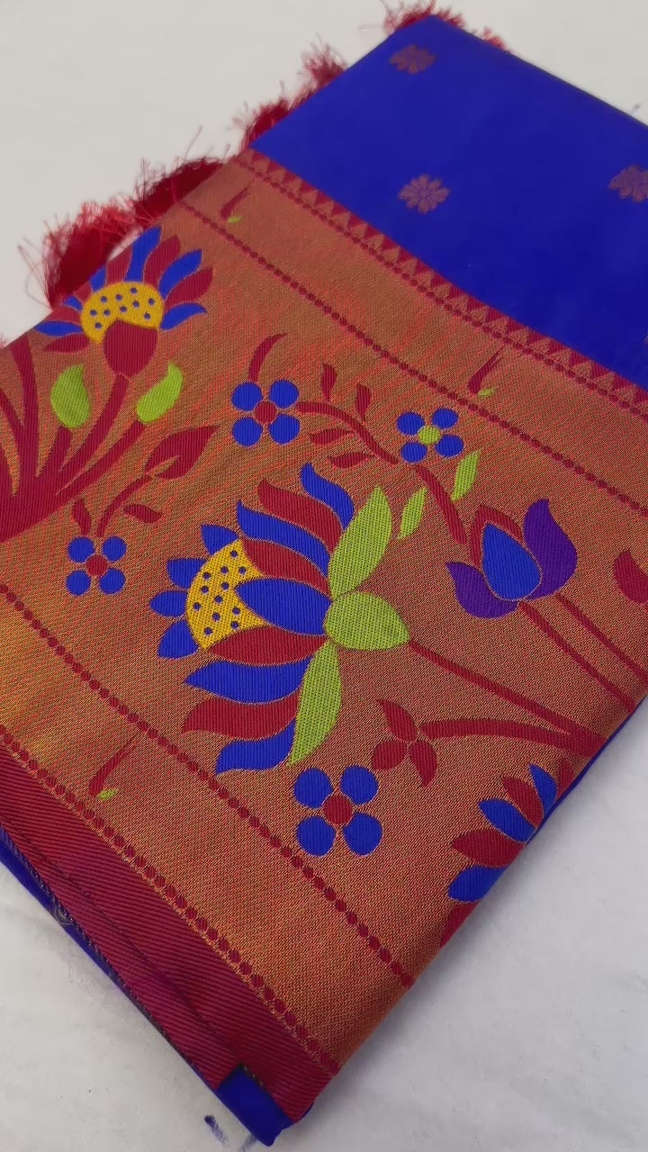 Royal Blue Woven Design Soft Silk Saree
