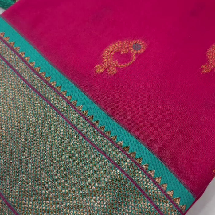 Soft Paithani Silk Saree with Zari Weaving Nath Design