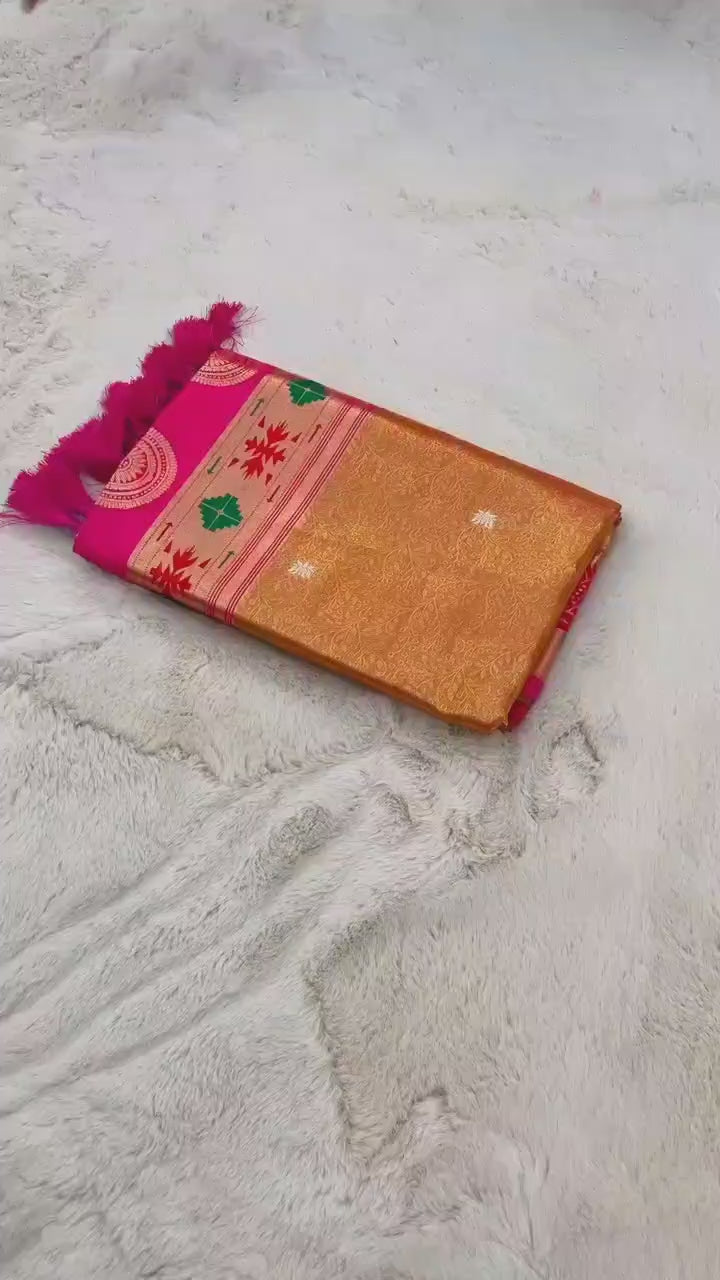 Lotus Paithani Soft Banarsi Silk Saree