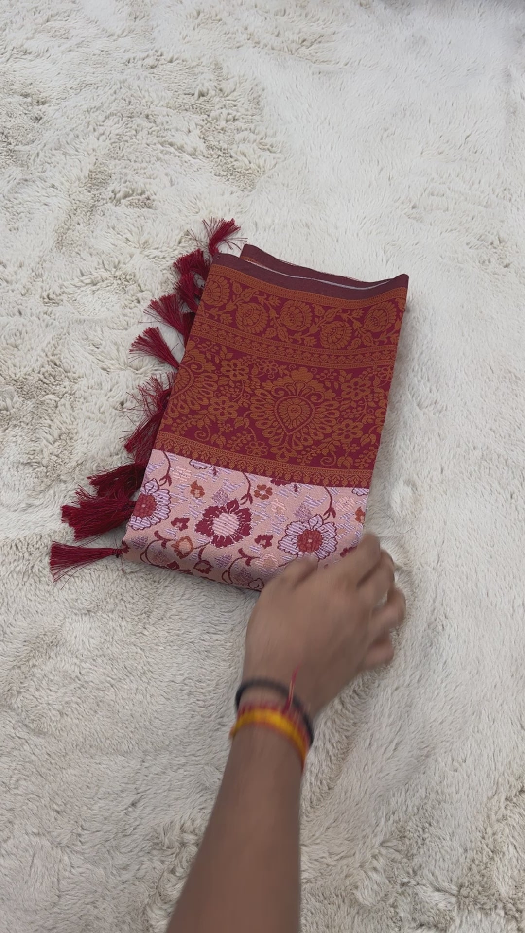 Peach Designer Tassels Banarsi Silk Saree