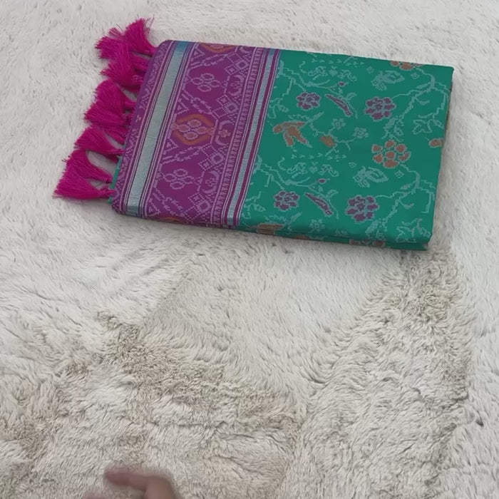 Rama Green Banarasi Patola Soft Silk Saree