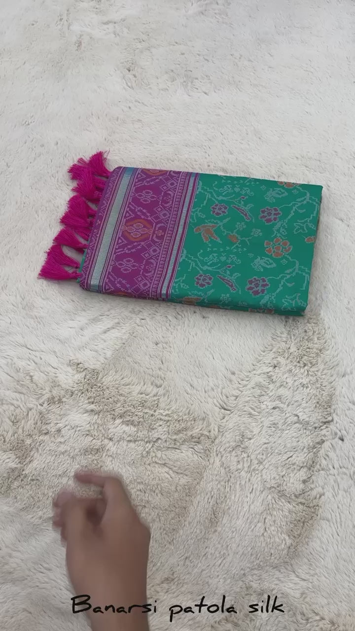 Rama Green Banarasi Patola Soft Silk Saree