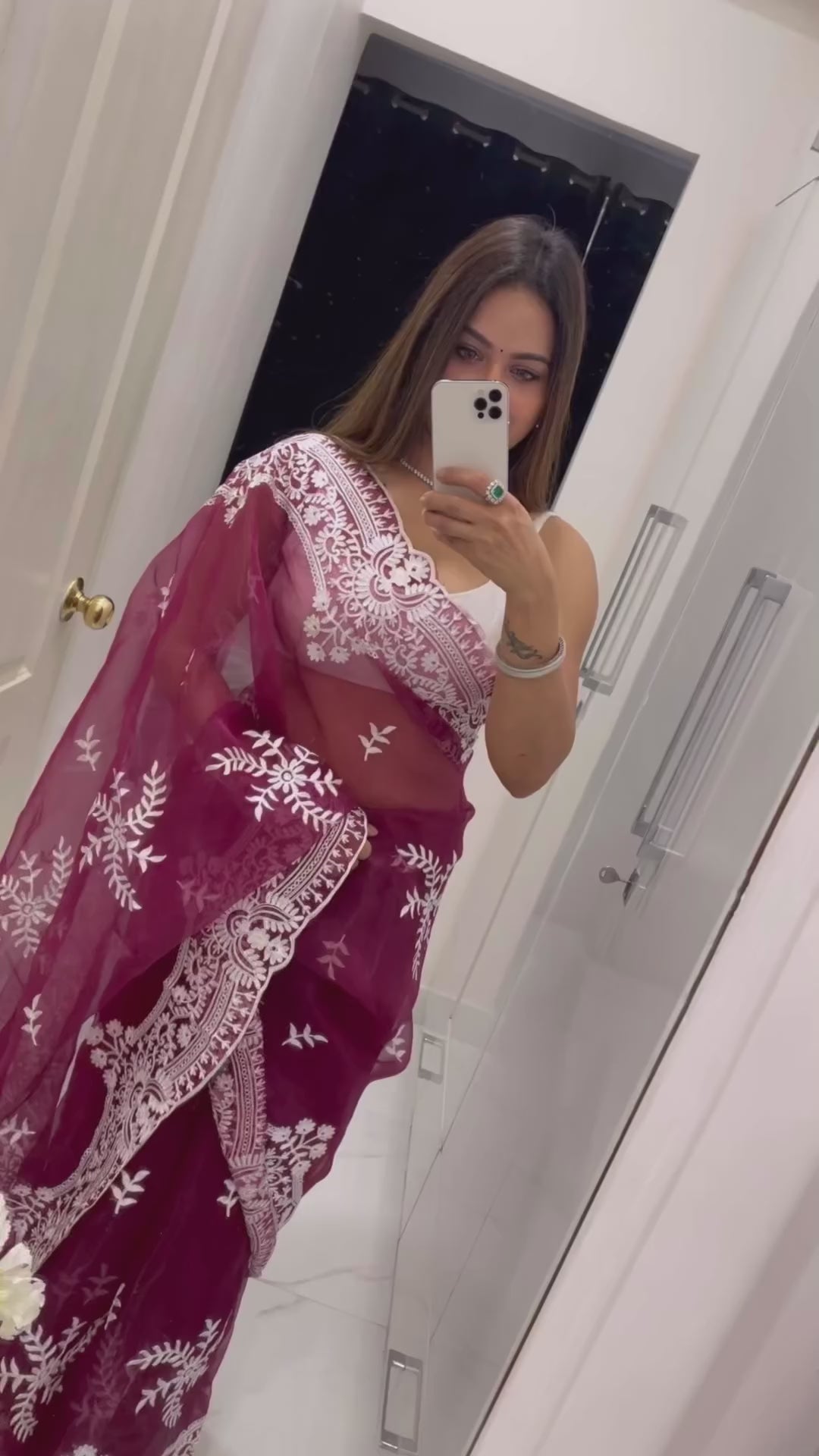 ChicCholi Hand Emrodiery Organza Saree