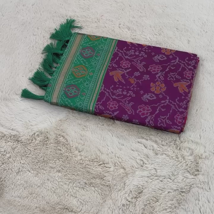 Purple Banarasi Patola Soft Silk Saree