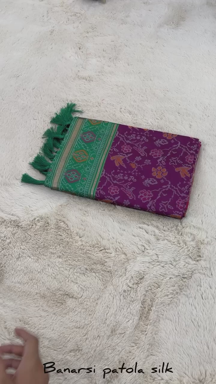 Purple Banarasi Patola Soft Silk Saree