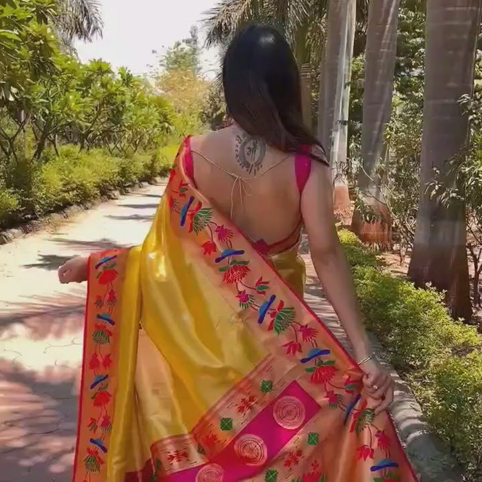 Lotus Paithani Soft Banarsi Silk Saree
