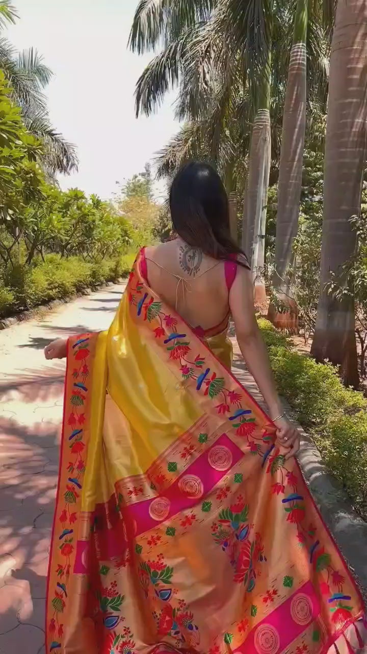 Lotus Paithani Soft Banarsi Silk Saree