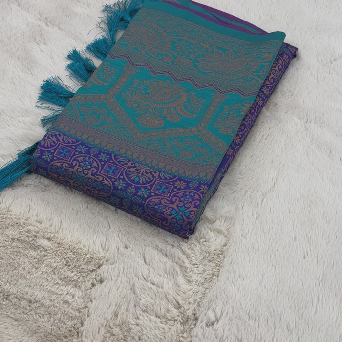 Violet Designer Tassels Premium Banarsi Silk Saree