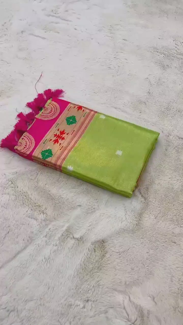 Lotus Paithani Soft Banarsi Silk Saree