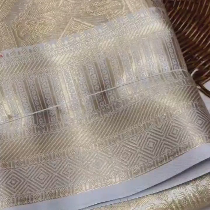 Silver Soft Tissue Zari Silk Saree
