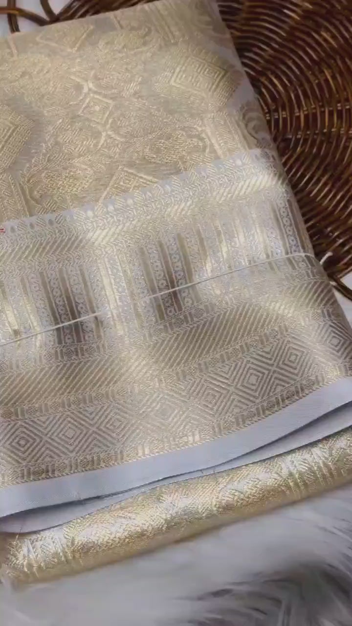 Silver Soft Tissue Zari Silk Saree