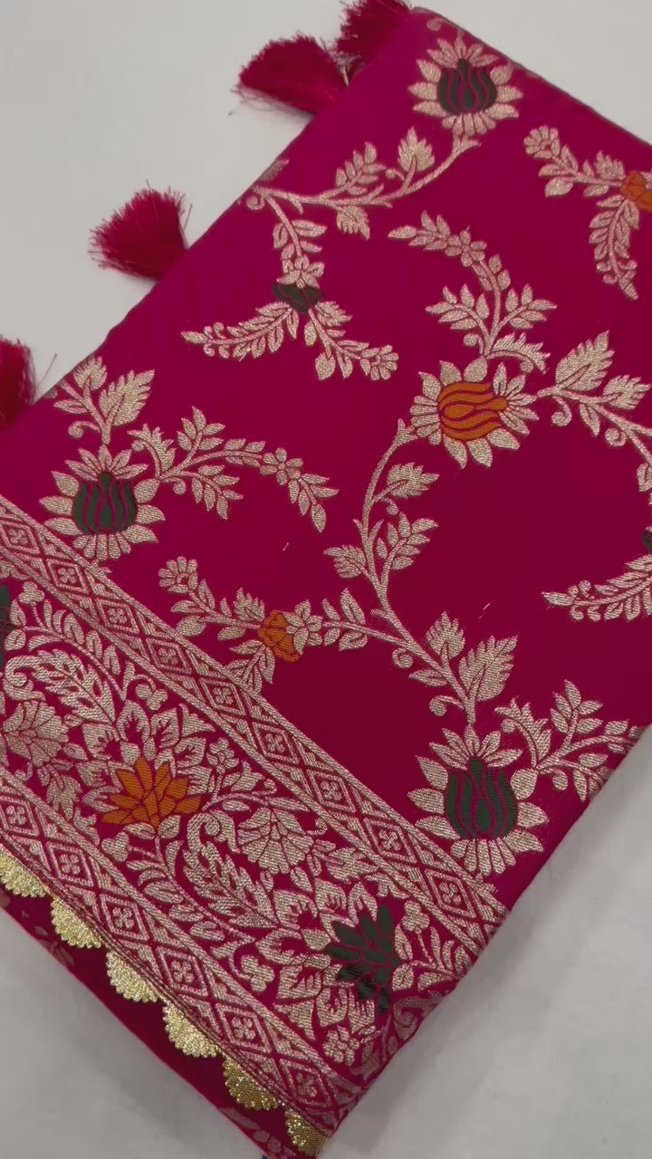 Pure Viscose Dolla Silk Saree with Heavy Meenakari Work