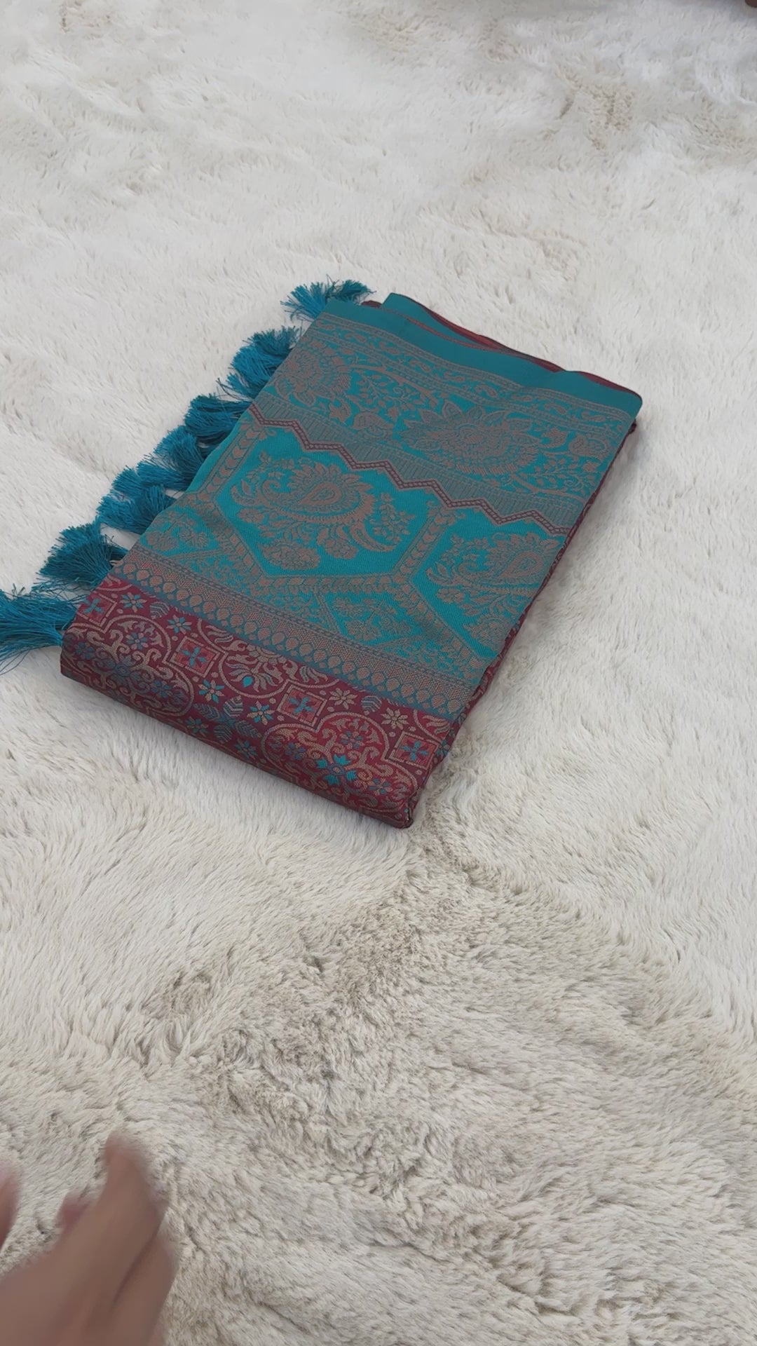 Maroon Designer Tassels Premium Banarsi Silk Saree