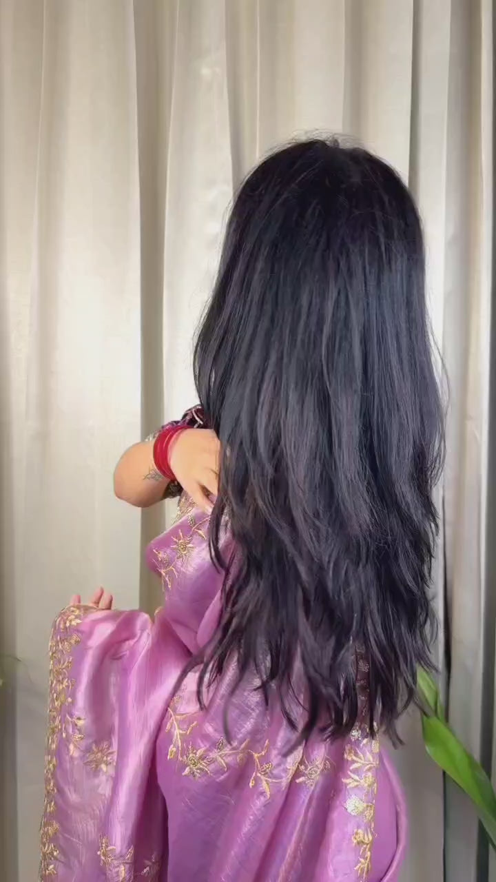 Nazrat Gold Crush Saree with Heavy Embroidery