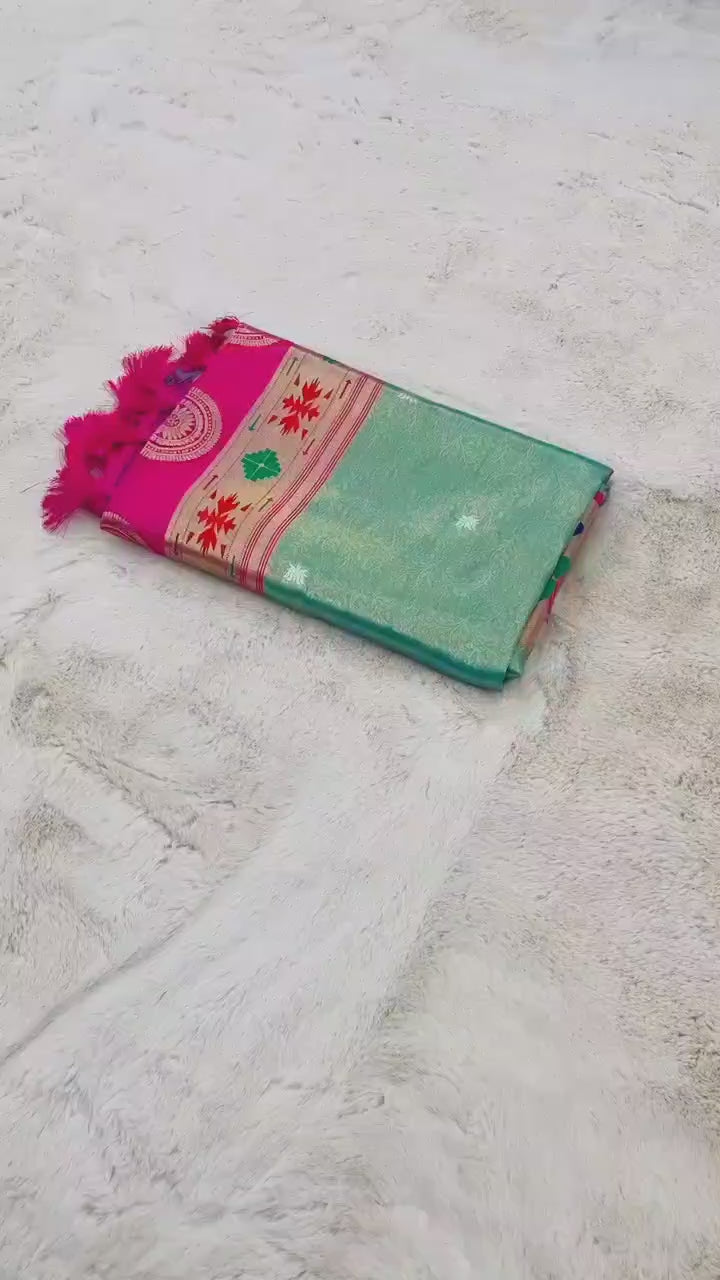 Lotus Paithani Soft Banarsi Silk Saree