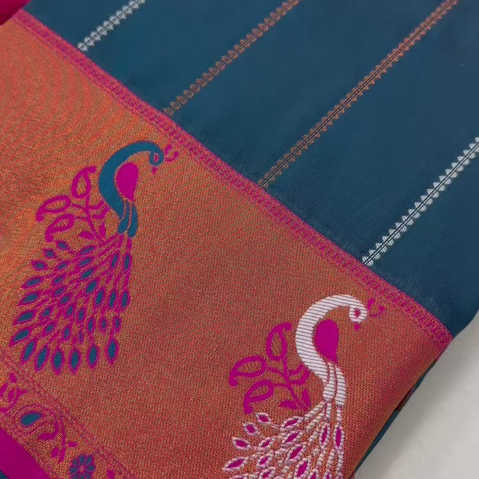 Soft Paithani Silk saree with Zari Meenakari design
