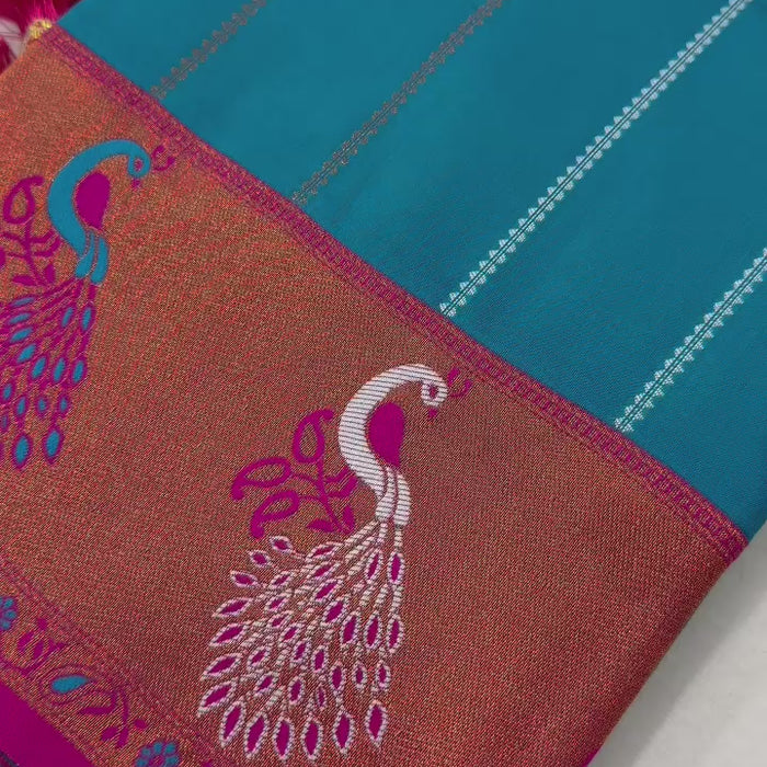 Soft Paithani Silk saree with Zari Meenakari design