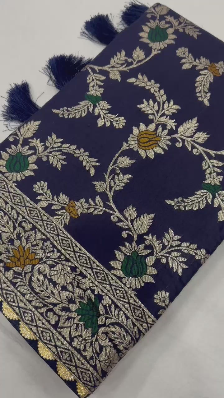 Pure Viscose Dolla Silk Saree with Heavy Meenakari Work