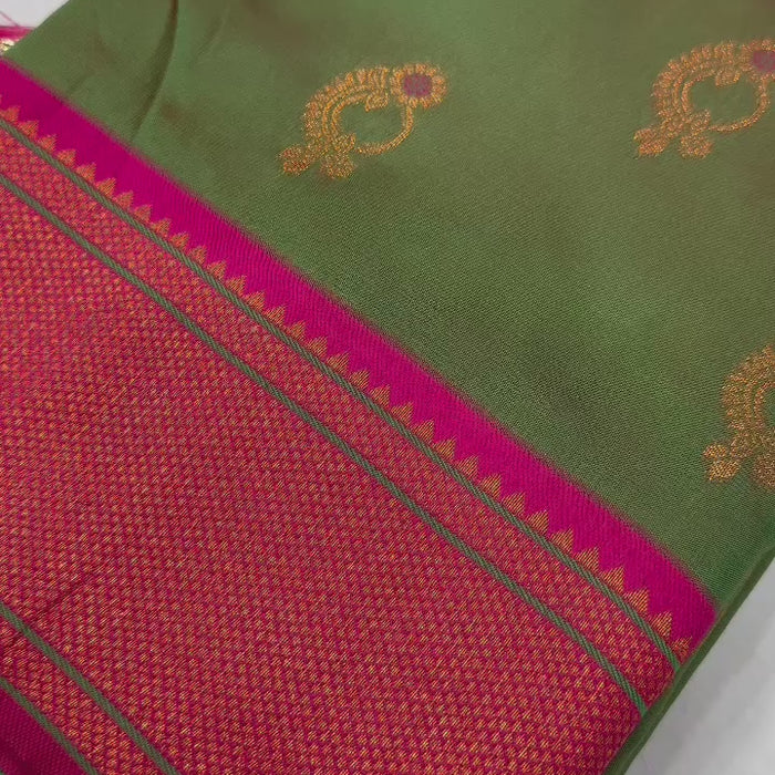 Soft Paithani Silk Saree with Zari Weaving Nath Design