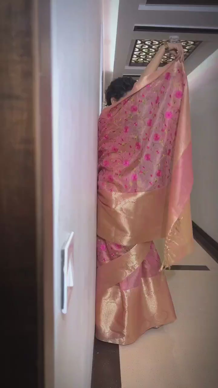 Handwoven-Broad-Border-Tissue-Saree-With-Embroidered-Floral-Buta-Pink