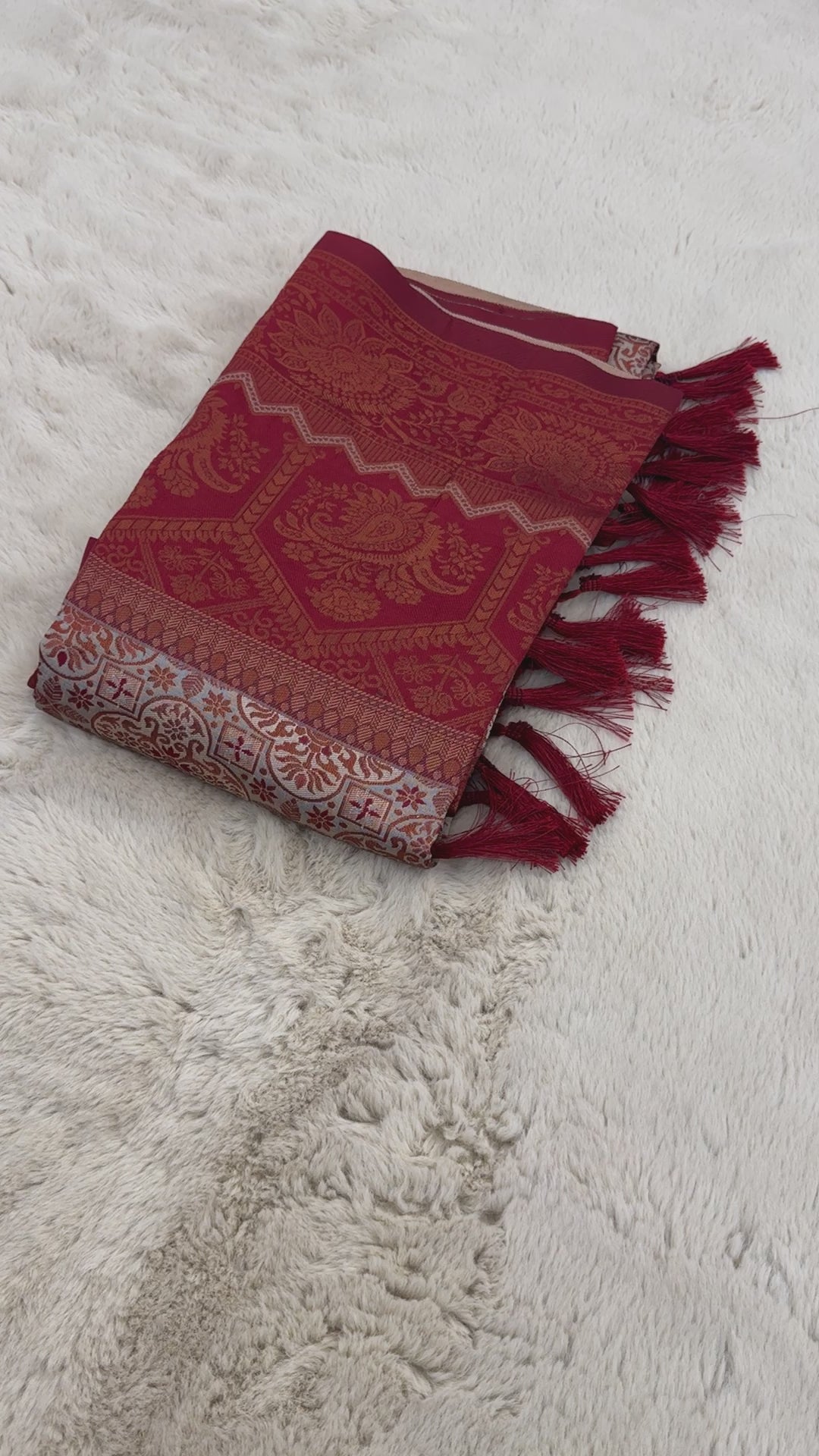 Cream Designer Tassels Premium Banarsi Silk Saree