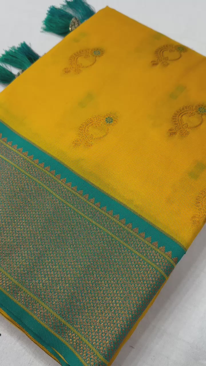 Soft Paithani Silk Saree with Zari Weaving Nath Design