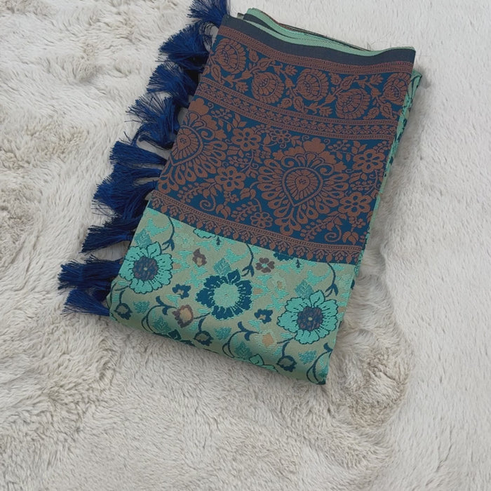 Sea Green Designer Tassels Banarsi Silk Saree