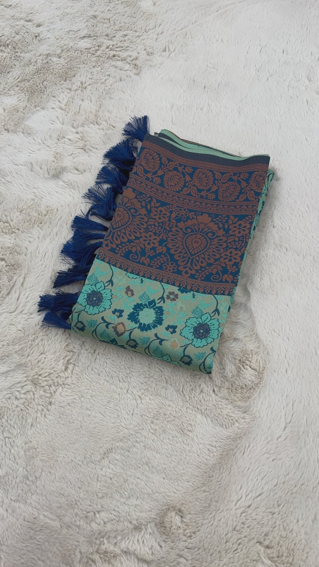 Sea Green Designer Tassels Banarsi Silk Saree