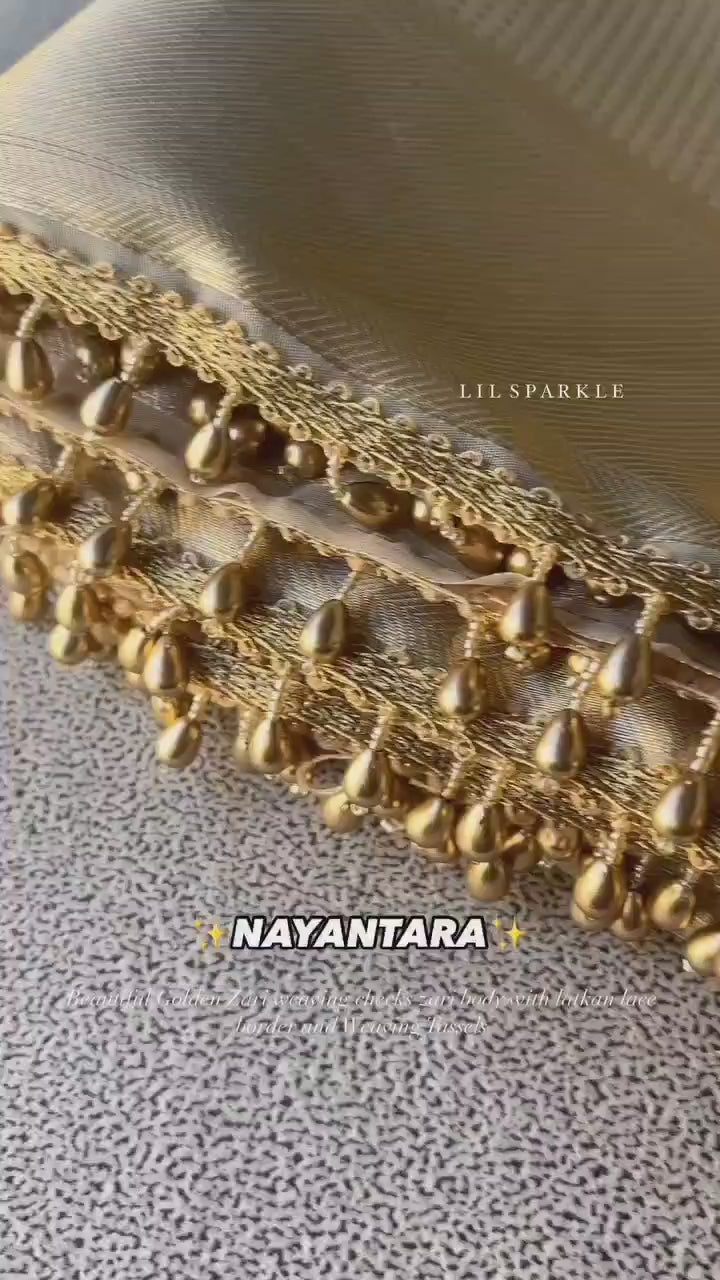 Warm Grey Banarsi Handloom Golden Tissue Silk Saree