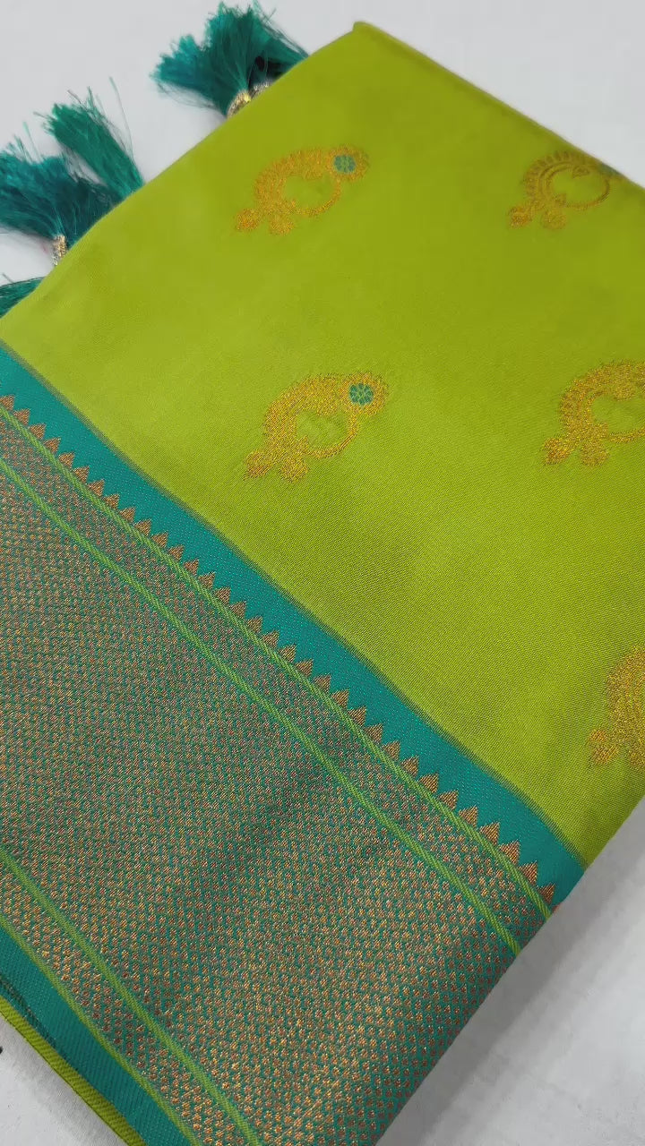 Soft Paithani Silk Saree with Zari Weaving Nath Design