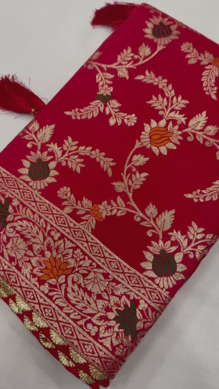 Pure Viscose Dolla Silk Saree with Heavy Meenakari Work