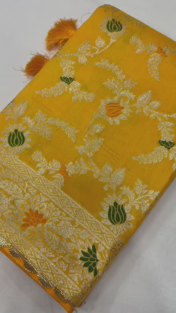 Pure Viscose Dolla Silk Saree with Heavy Meenakari Work