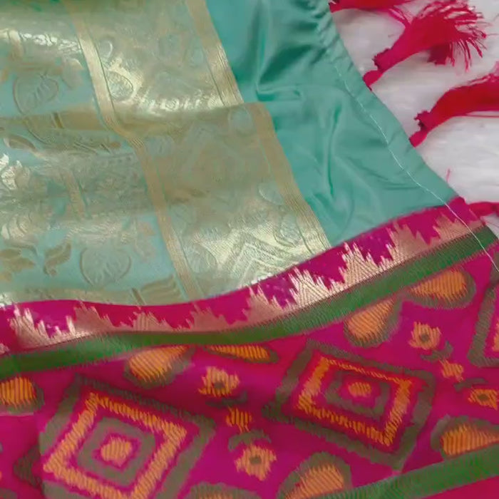 Mint Green Kanjivaram Patola Silk Sarees