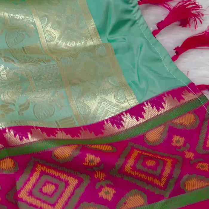 Sea Green Kanjivaram Patola Silk Saree