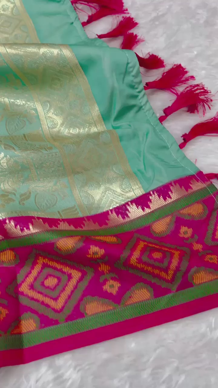 Sea Green Kanjivaram Patola Silk Saree