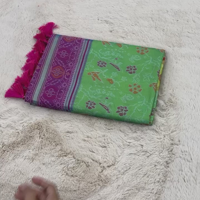 Soft Green Banarasi Patola Soft Silk Saree
