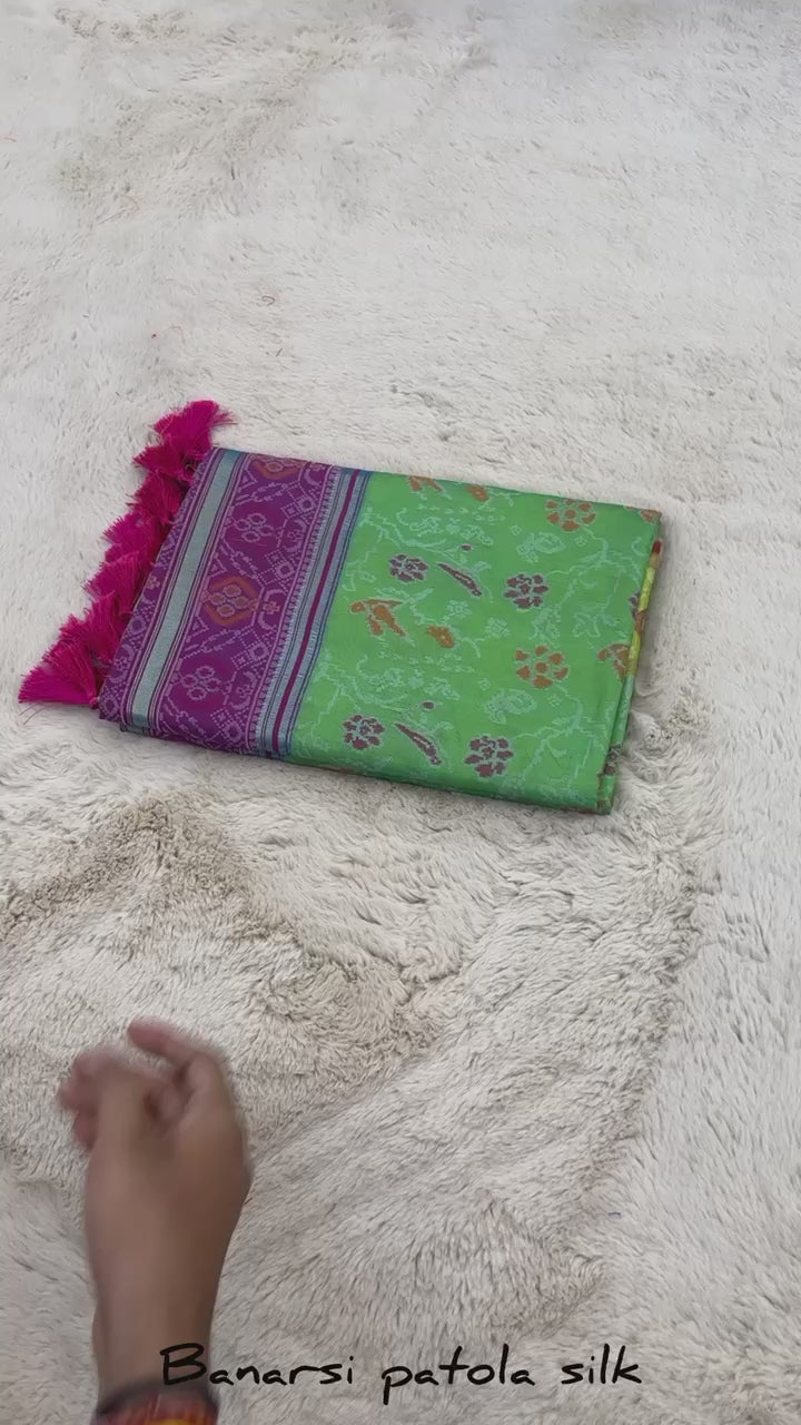 Soft Green Banarasi Patola Soft Silk Saree