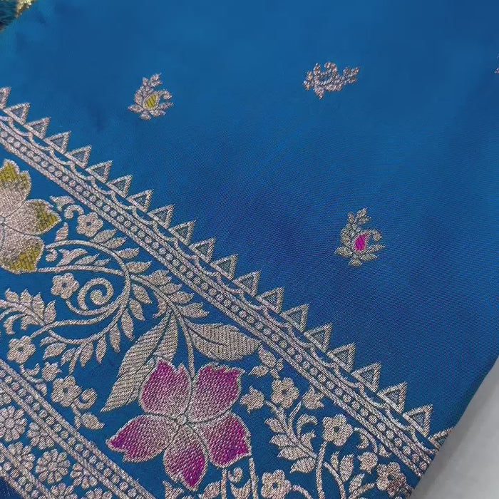 Morpich Soft Banarasi Silk Saree With Zari Weaving Meenakari