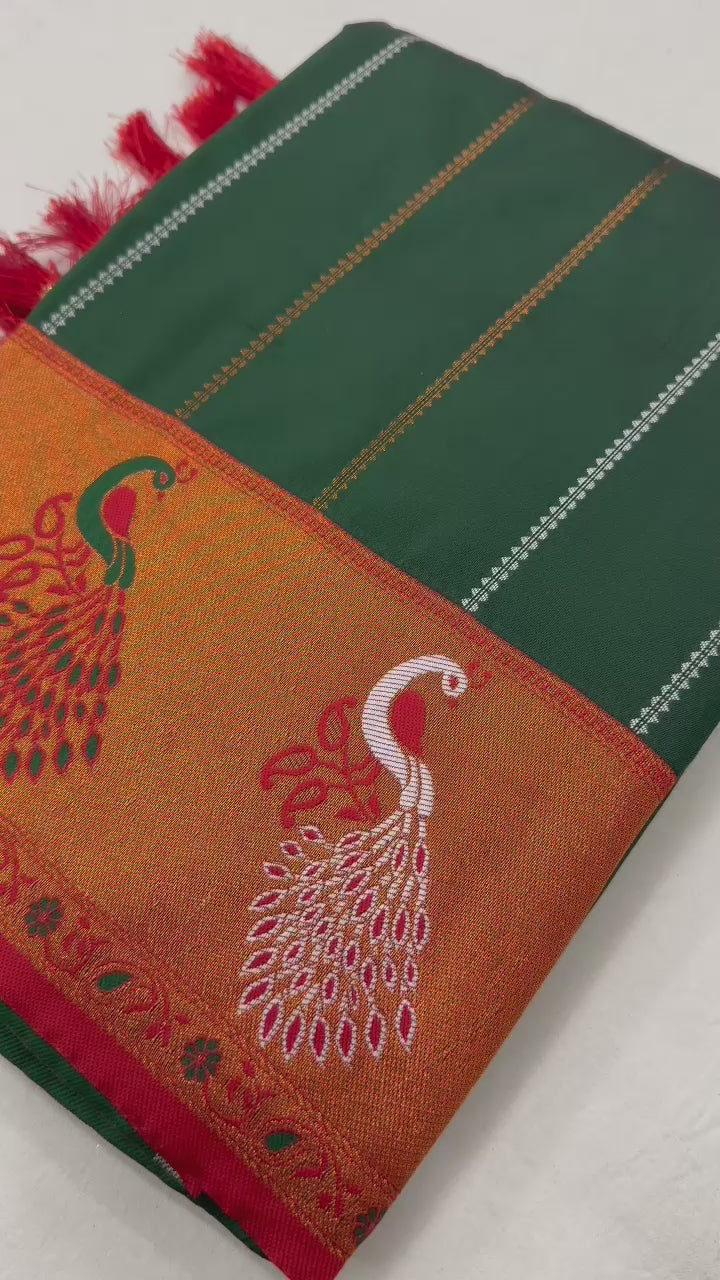 Soft Paithani Silk saree with Zari Meenakari design